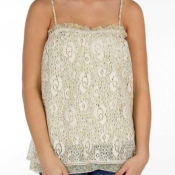 Daytrip Floral Crochet Overlay Tank Top L - Picture 1 of 7